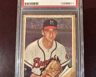 Warren Spahn- Baseball Hall of Fame - Won more games than any other left handed pitcher - 1962 Topps Card - authenticated by PSA and graded PSA 5 - Excellent card - $59.00