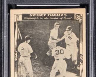 1948 Ted Williams Joe DiMaggio Joe Gordon - 1948 Swell Sports Card #16 with 3 Hall of Famers - Dimaggio & Gordon congratulate Ted Williams after he hit a 3 run homer in the 9th inning to win the 1948 All Star Game - Card has been authenticated by PSA and graded PSA 6. - $649.00