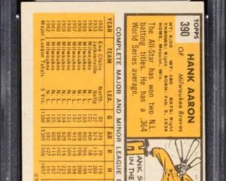 1963 Topps of Hank Aaron - Hall of Fame member who broke Babe Ruth's all-time home run record i n 1974 - Back of Card - Authenticated and graded PSA 5 - $275.00