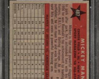 1958 Topps Mickey Mantle #487 All Star Card - Great Collectible of the New York Yankee Legend and Hall of Famer  Member - $349.00