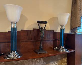 PAIR MODERNIST ROD LAMP ATTRIBUTED TO MAISON PETITOT