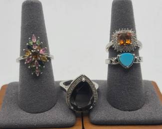 4 D'Joy Sterling Silver Rings w/ Stones & Metal