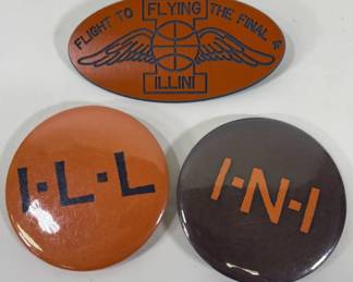 3 Vintage Fighting Illini Buttons