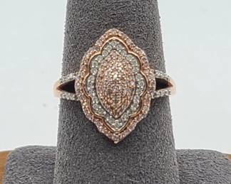 D'Joy Pink & White Diamond Rose Gold over Sterling