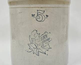 Western Stoneware 5 Gal Maple Leaf Stoneware Crock