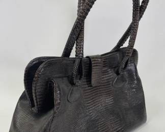 Vintage Brown Crocodile Handbag with Clasp