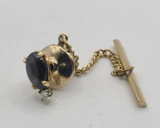14k Yellow Gold & Diamond/Stone Tie Tack