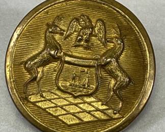 Michigan Civil War Era Crest Design Brass Button