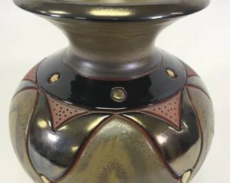 Janet Tobler Art Pottery Vase 22k Gold Embellished