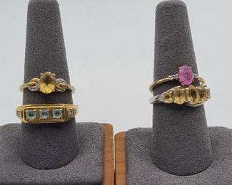 4 D'Joy Sterling Rings w/ Semi-Precious Stones