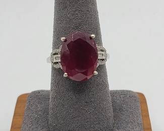 D'Joy Sterling Ring w/ Diamonds and Ruby