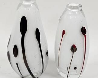 Howard Wilson Art Glass 2 Bud Vases