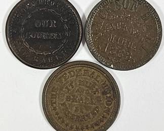 3 U.S. Civil War Store Cards / Tokens