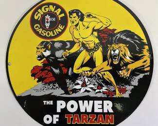 Modern Signal Gasoline Tarzan Porcelain Pump Plate