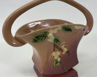 Roseville Pottery Snowberry Basket Vase1BK-7"