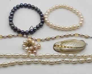 Pearl Lot Including One 14k Necklace