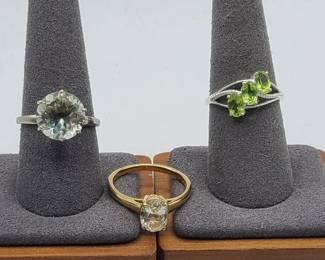 3 D'Joy Sterling Rings w/ Semi-Precious Stones