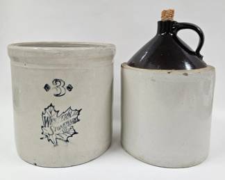 3 Gal. Western Stoneware Crock & Large Jug
