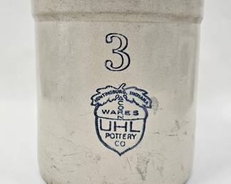 Vintage UHL Pottery 3 Gallon Acorn Stoneware Crock