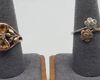 2 GP Over Sterling Diamond & Stone Rings