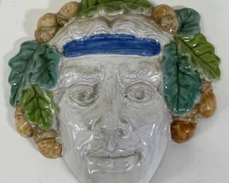 Vintage Italian Ceramic Hand Made Wall Face