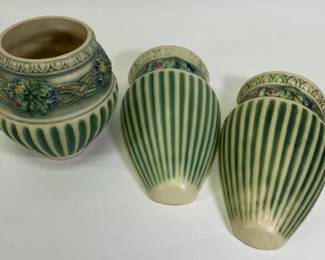 Roseville Pottery Corinthian Wall Pockets & Vase
