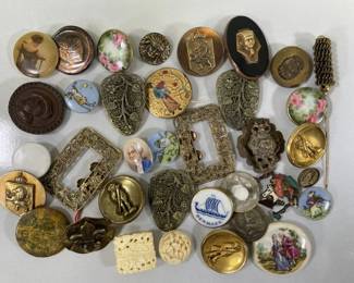 Antique Vintage Buttons - Some Chief, Hand Painted