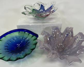 3 Vintage Art Glass Bowls