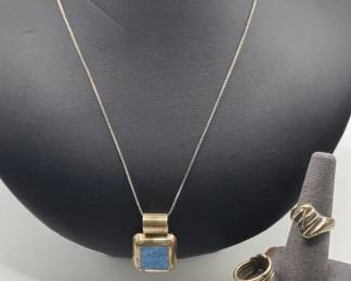 Sterling Silver Necklace, Earrings and Rings