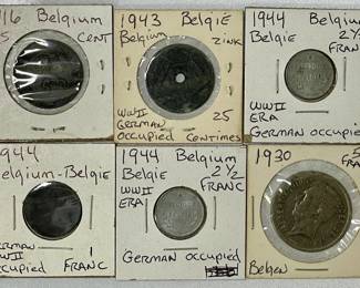 1916, 1930, & 1940s Belgium Coins