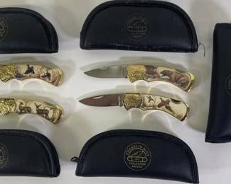 5 Franklin Mint Animal & Wyatt Earp Pocket Knives