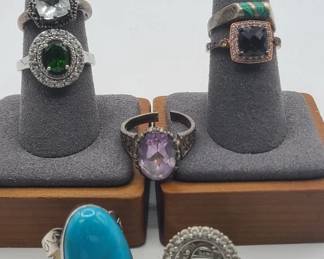 Sterling Silver & Stone Ring Lot