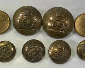 Antique British Buttons incl Royal Army Artillery