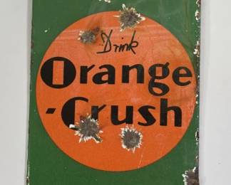 Modern Orange Crush Soda Porcelain Door Push Sign