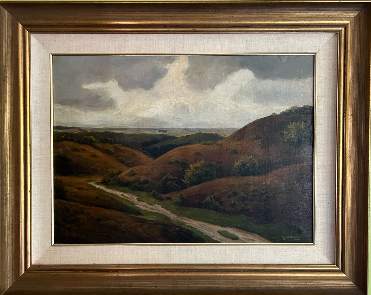 Vintage Landscape Oil on Canvas Painting signed K E Linguist