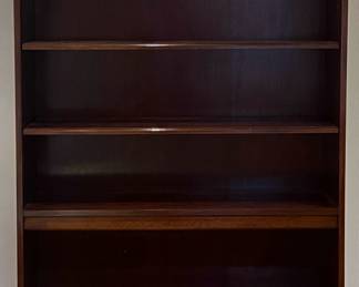 Tall Adjustable Shelving Mahogany Bookcase, two available 
