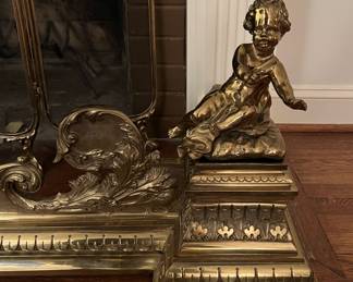 Vintage French Bronze  Fireplace Fender, Great Patina and Very Heavy!!