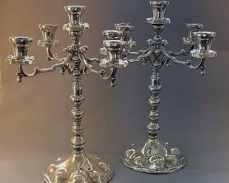 Heavy Pair of Sterling Silver Candle Holders by Platería Alameda Juárez 