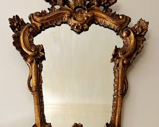 Vintage Italian Hand Carved Gilded Rococo Mirror 