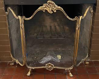 Ornate French Three Panel Fireplace Screen