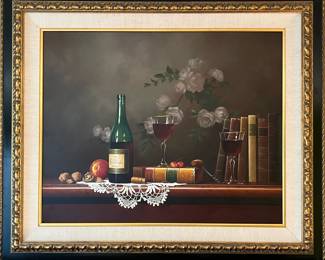Still Life Oil on Canvas Painting, Signed