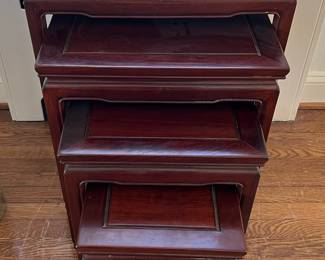 Set of Hardwood Chinese Nesting Tables 