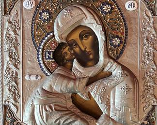Vintage Russian Orthodox The Vladimirskaya Mother of God Icon