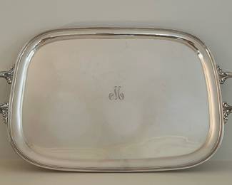 Shreve & Co Sterling Silver Monogrammed Double Handle Tray