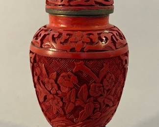 Small Contemporary Cinnabar Lidded Urn