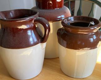 Vintage brown drip jugs