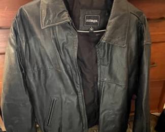 Black leather bomber jacket