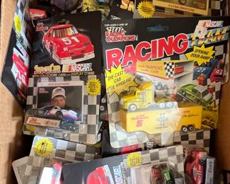 Some of the dozens of NASCAR collectibles, many new in box!