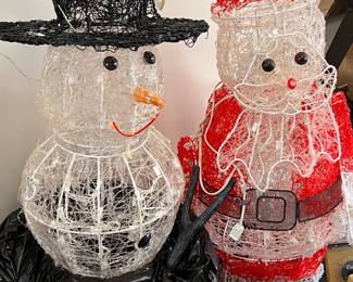 4' tall light up snowman and Santa
