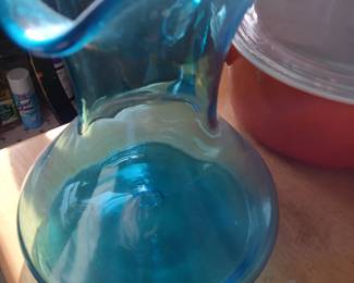 Blue glass vase